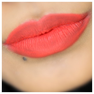 Lime Crime Velvetine in SuedeBerry lined with NYX lipliner pencil in Orange.